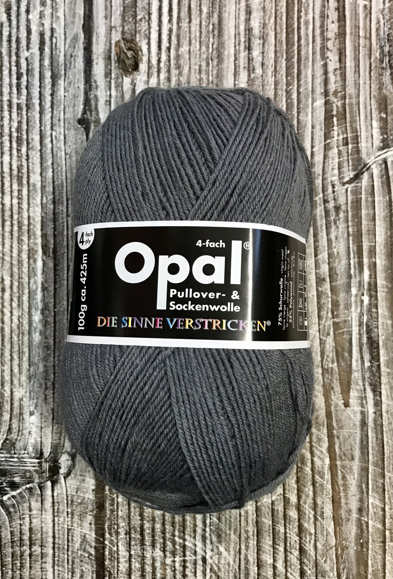 Opal 4-säikeinen sukkalanka 5193 keskiharmaa