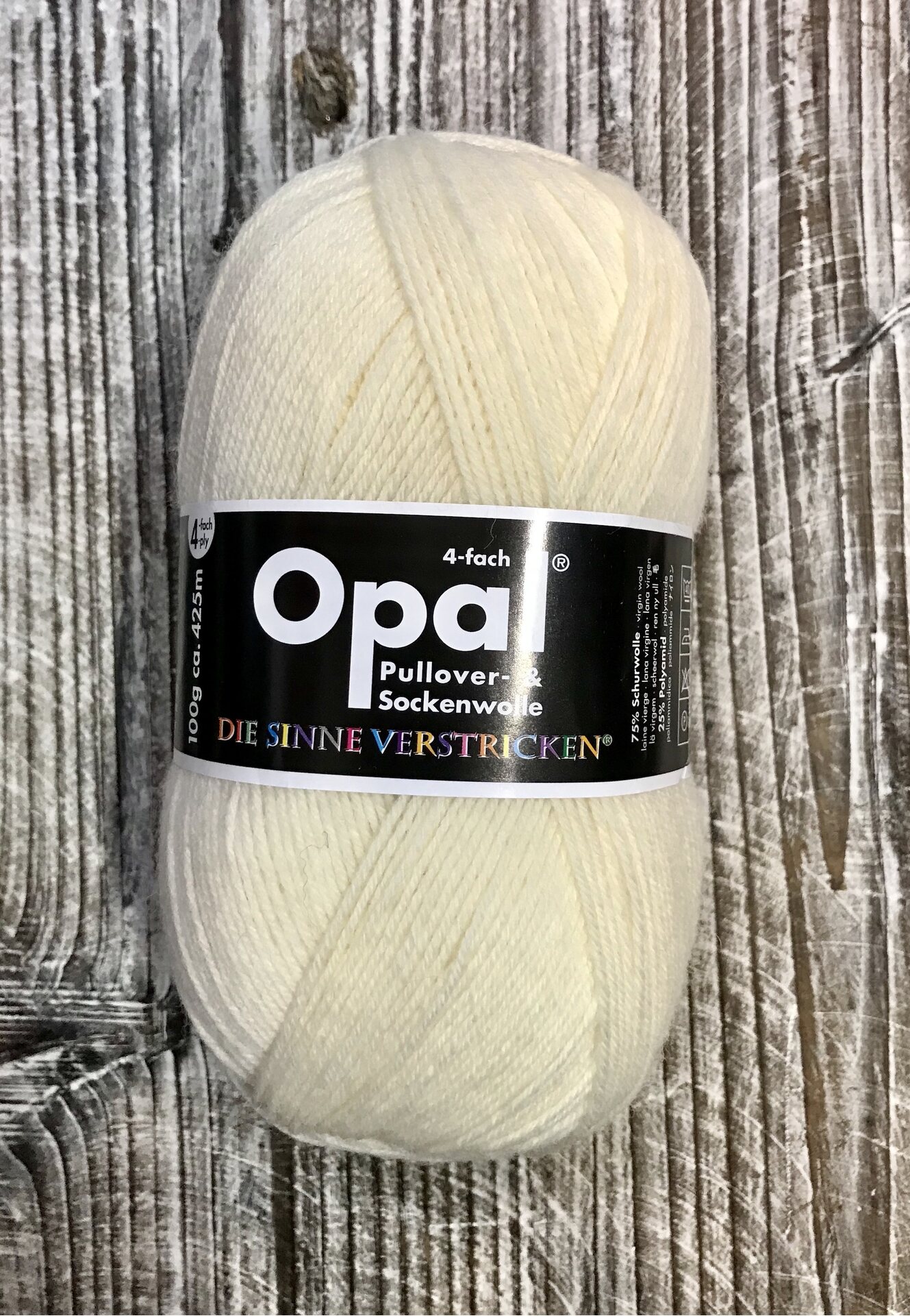 Opal 4-säikeinen sukkalanka 3081 luonnonvalkoinen