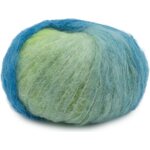 Laines du Nord Mohair trend print 2 lila-lime-turkoosi