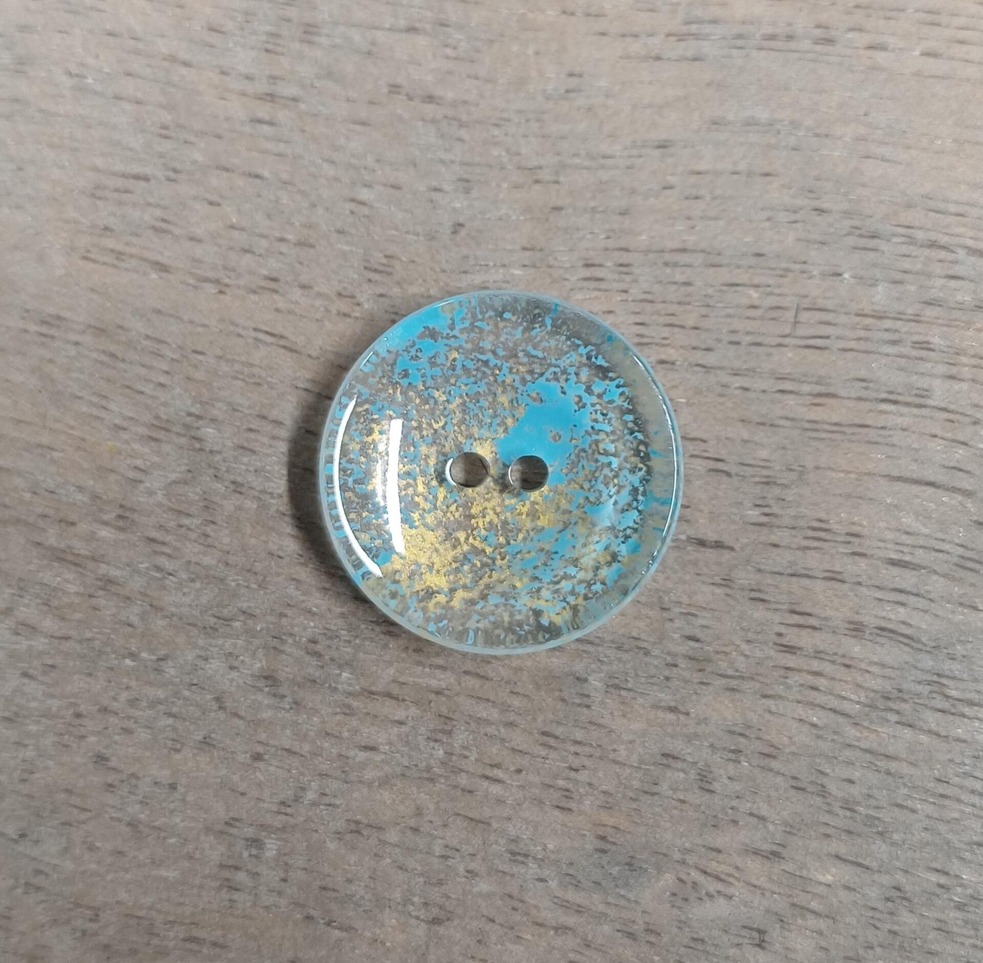Läpikuultavat kullanhohtoiset napit, 22 mm Turkoosi/kulta