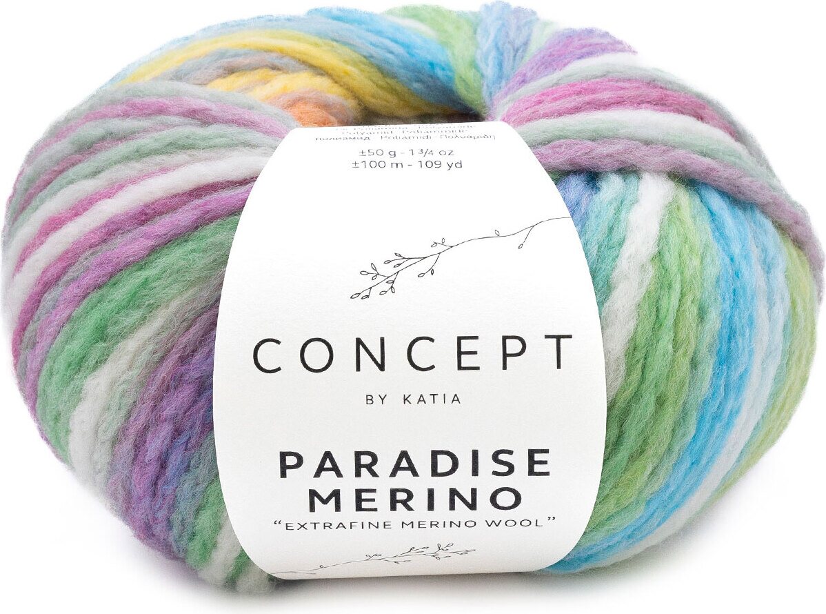 Concept by Katia Paradise merino 500 oranssi-turkoosi-keltainen-lila