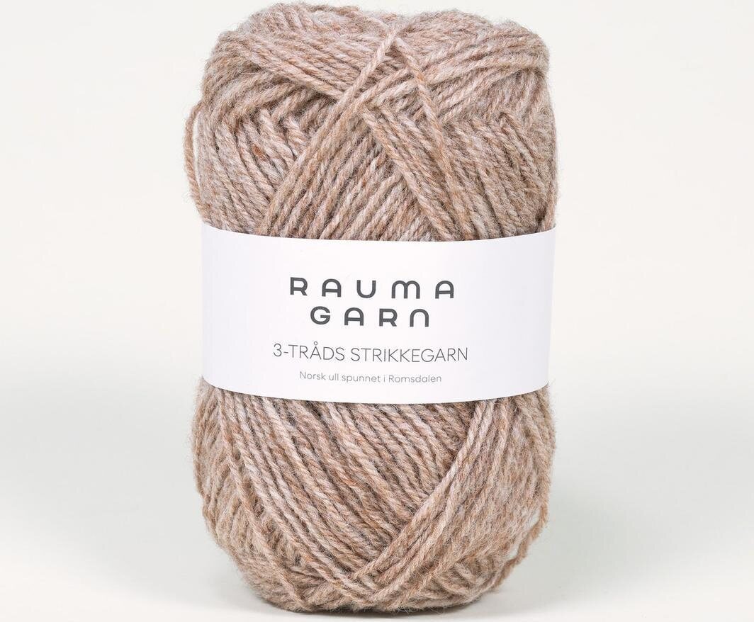 Rauma Garn 3- tr strikkegarn 106 meleerattu beige