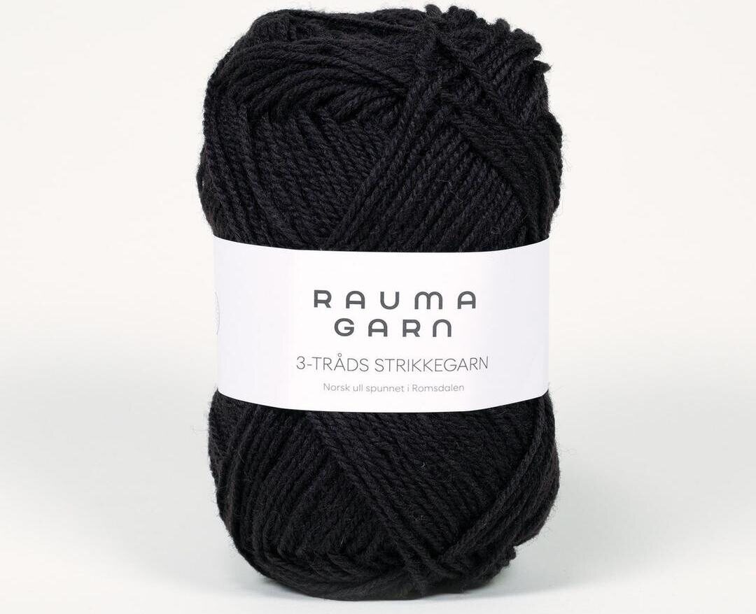 Rauma Garn 3- tr strikkegarn 110 musta