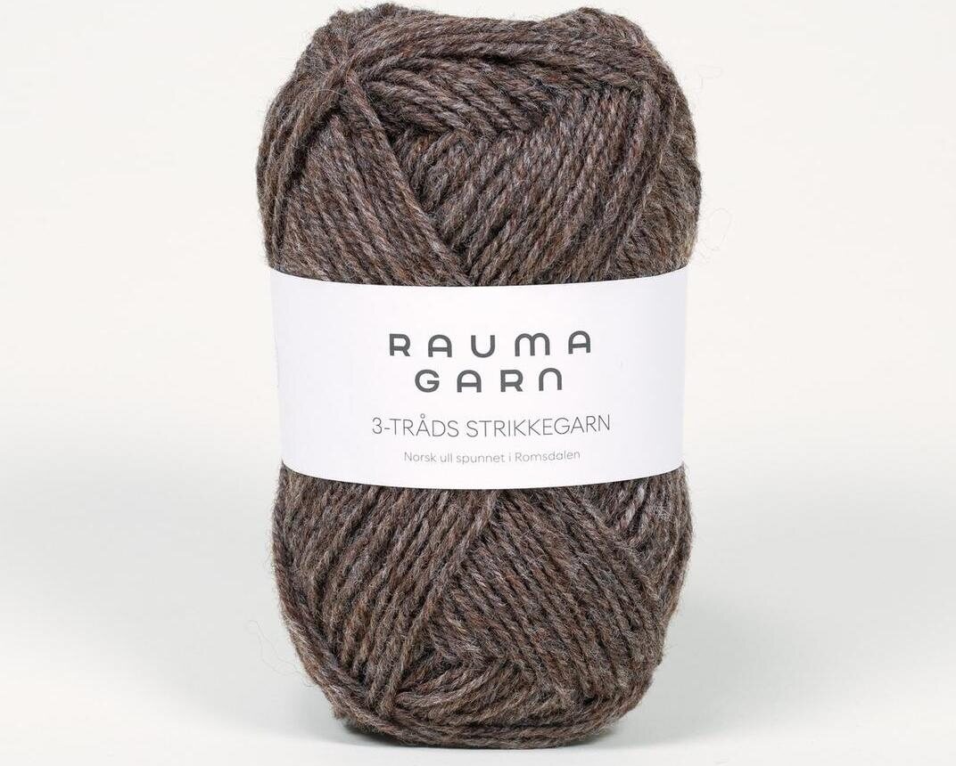 Rauma Garn 3- tr strikkegarn 111 meleerattu ruskea