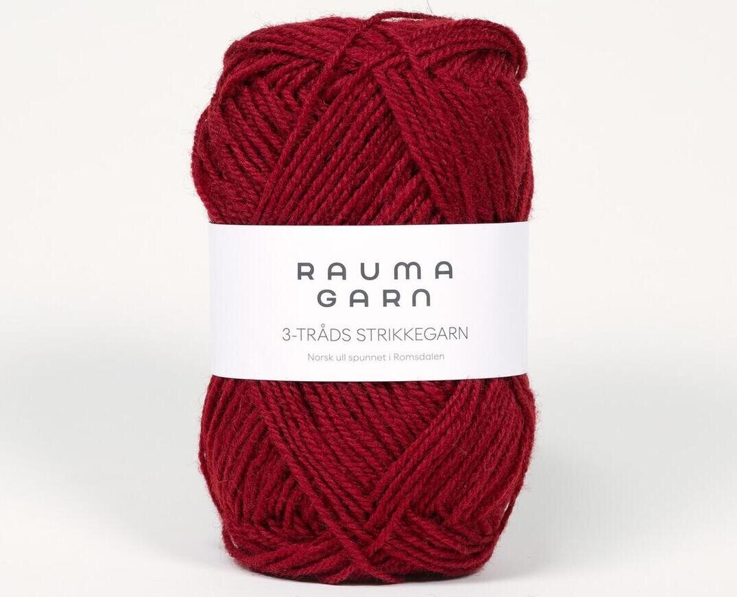 Rauma Garn 3- tr strikkegarn 128 punainen