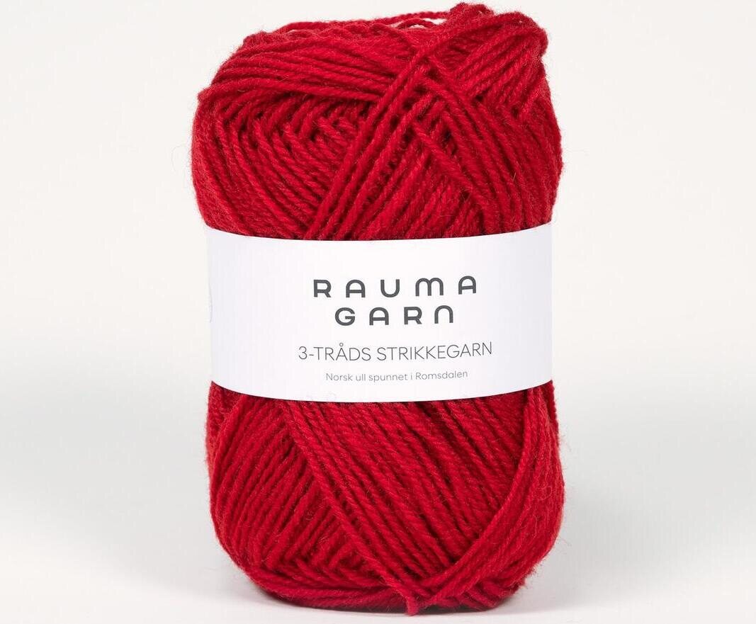 Rauma Garn 3- tr strikkegarn 144 tumman punainen