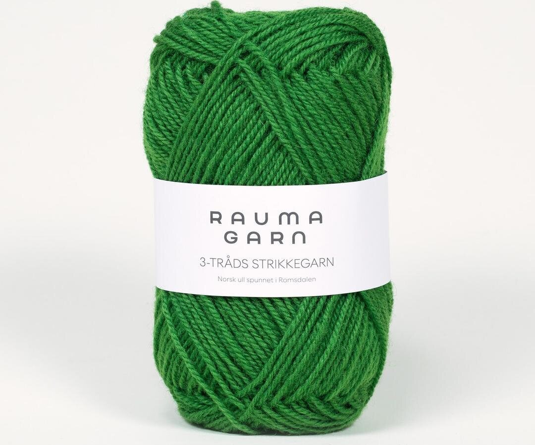 Rauma Garn 3- tr strikkegarn 145 kirkas vihreä