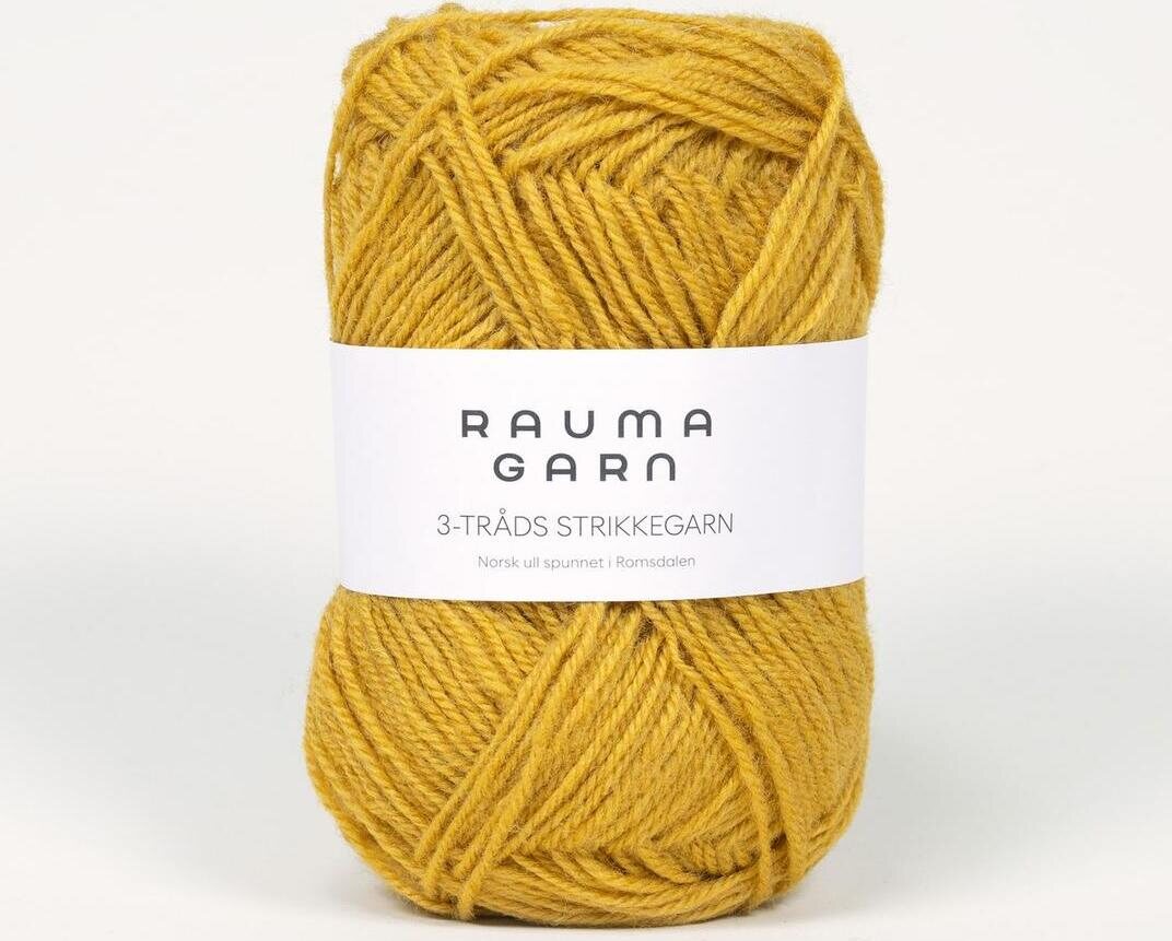Rauma Garn 3- tr strikkegarn 150 sinapinkeltainen