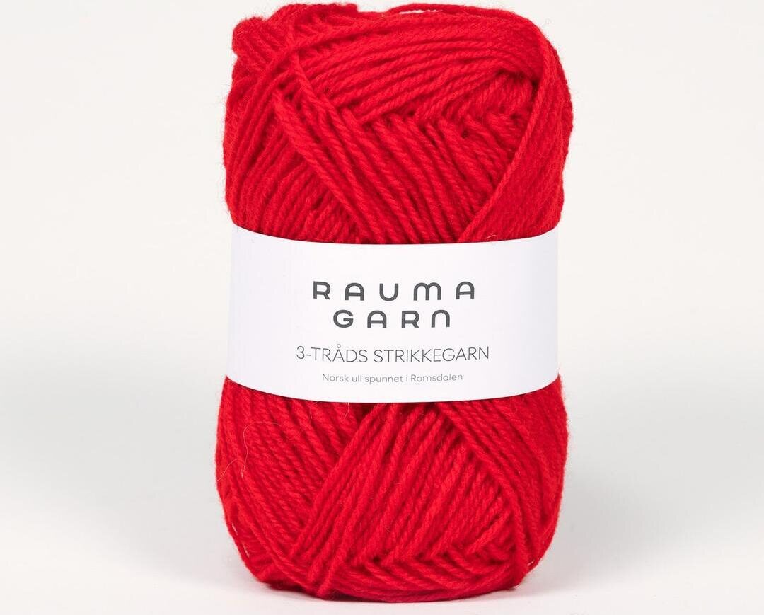 Rauma Garn 3- tr strikkegarn 174 punainen