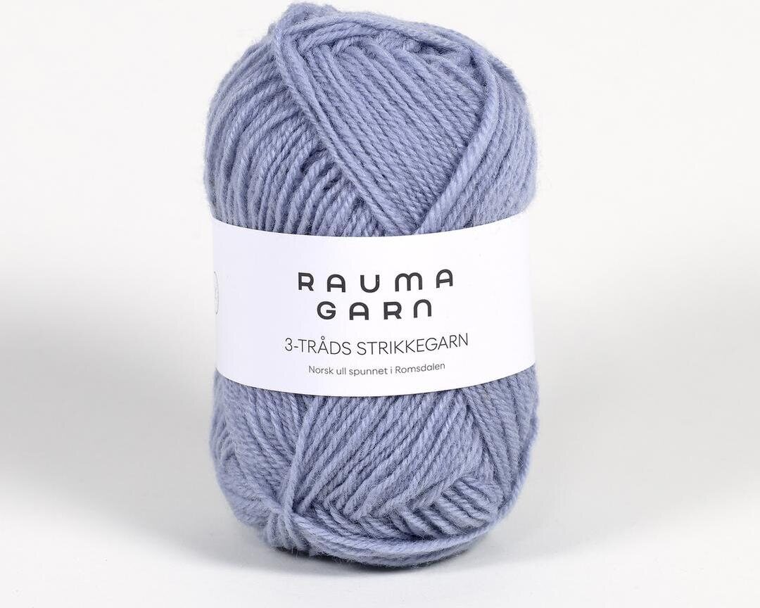 Rauma Garn 3- tr strikkegarn 192 puuterisininen