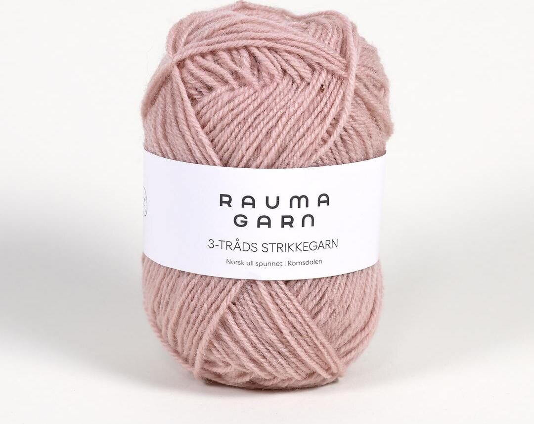 Rauma Garn 3- tr strikkegarn 193 vaalea roosa