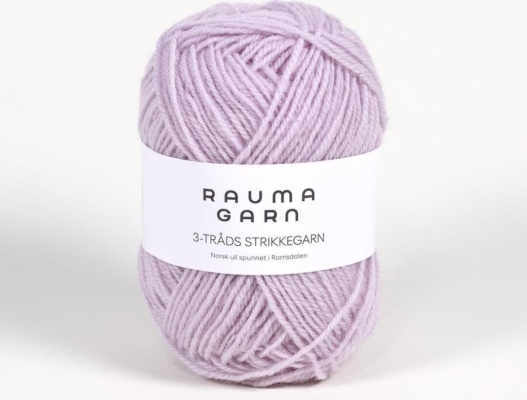 Rauma Garn 3- tr strikkegarn 194 vaalea lila