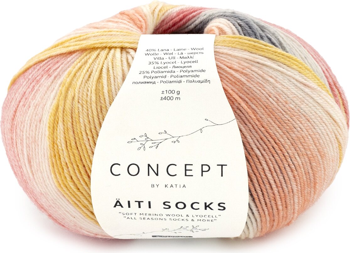 Concept by Katia Äiti Socks & More 203 Okra-harmaa-punainen