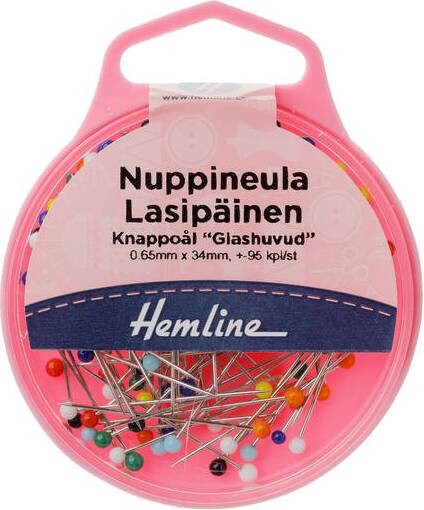 Hemline Nuppineulat Lasipäinen 0,65 mm x 34 mm (95 kpl)