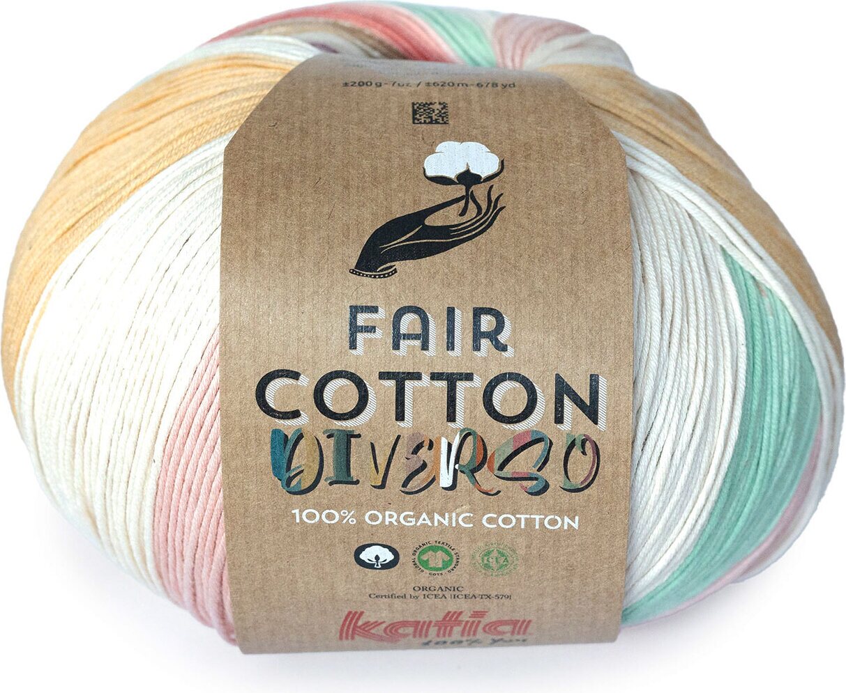 Katia Fair Cotton Diverso 405 vihreät-roosat-ruskeat