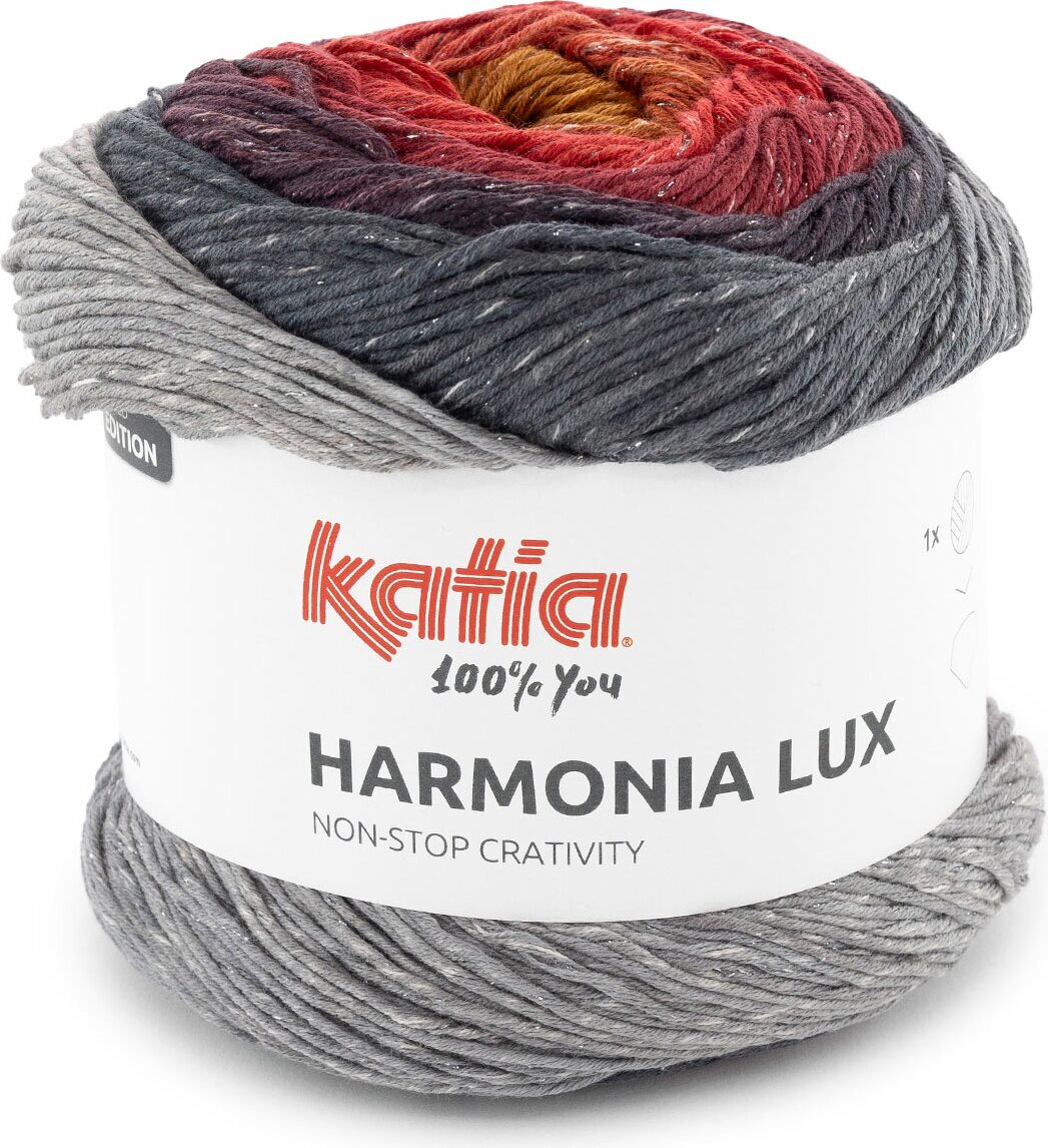 Katia Harmonia Lux 100 harmaa-punainen-okra