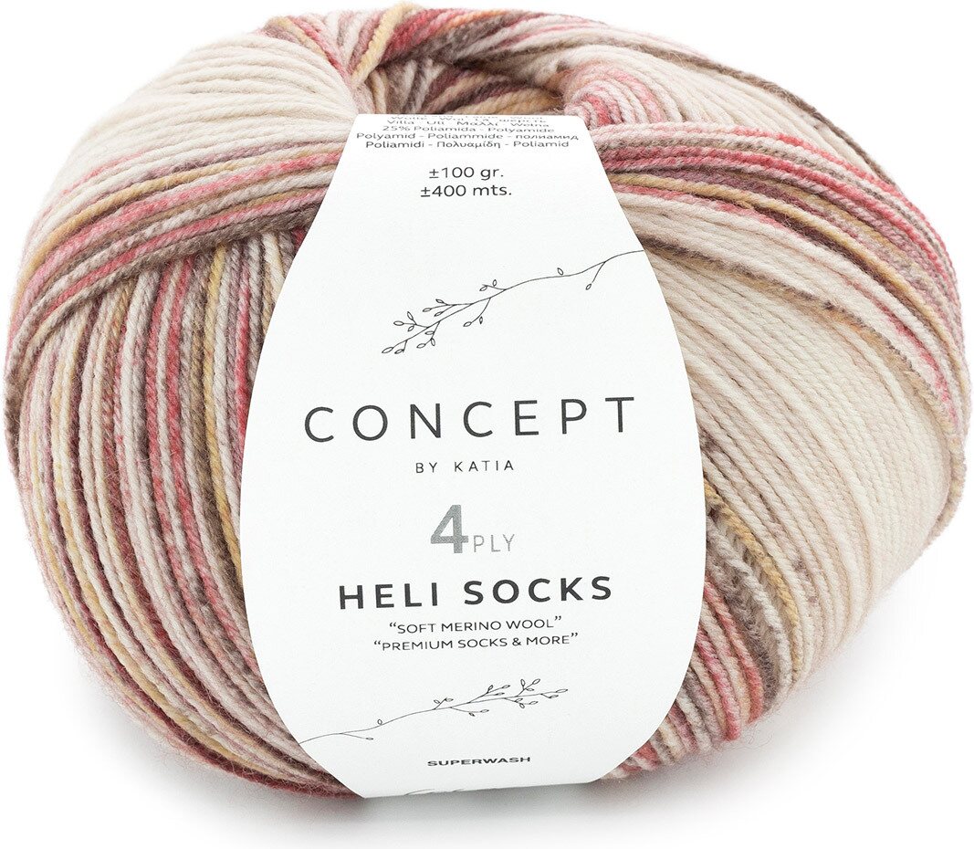 Concept by Katia Heli Socks 305 beiget ja punaiset