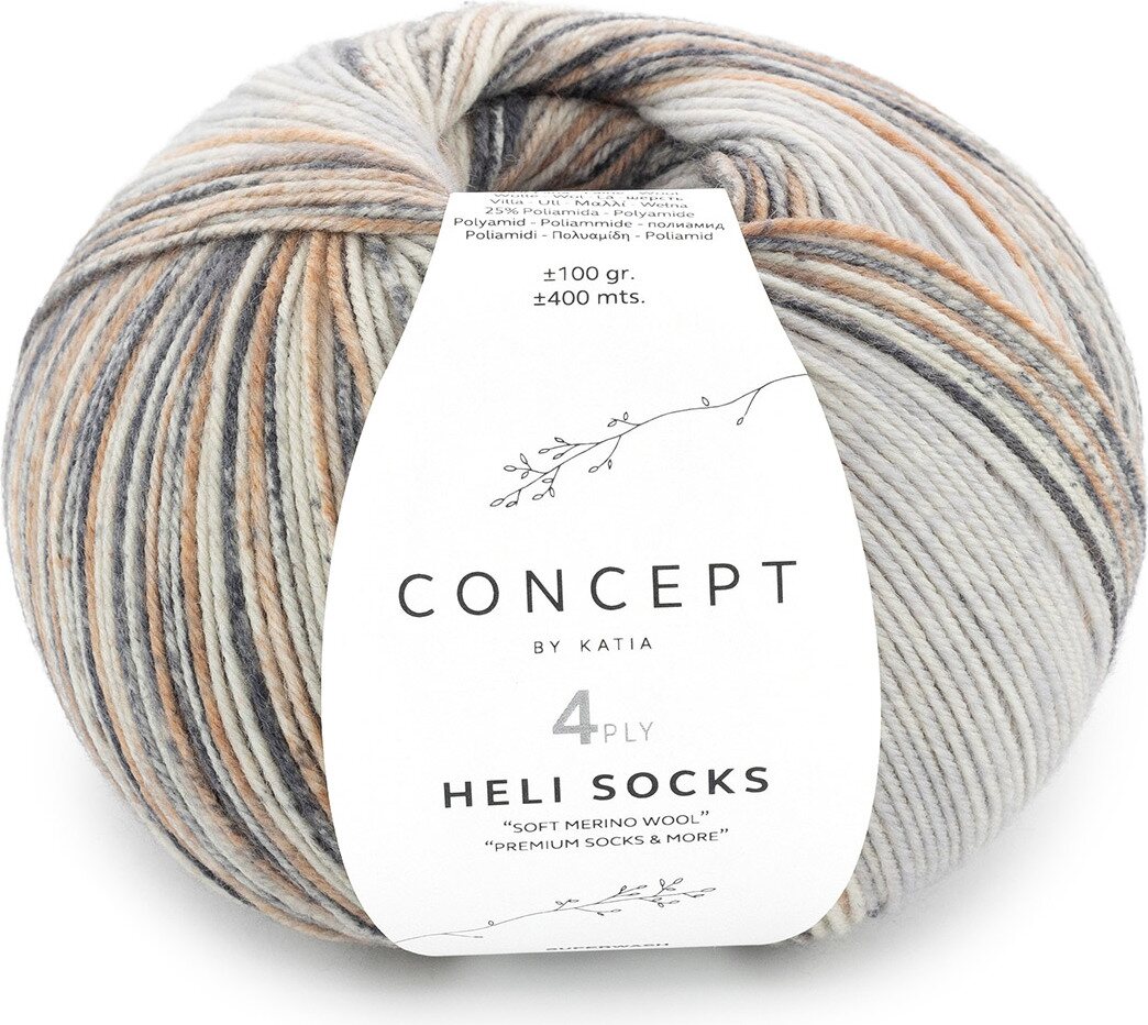 Concept by Katia Heli Socks 302 harmaat ja beiget
