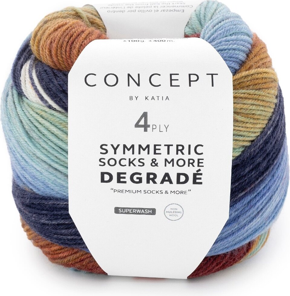 Concept by Katia Degradé Symmetric Socks & More 80 sininen-okra-tummaterra