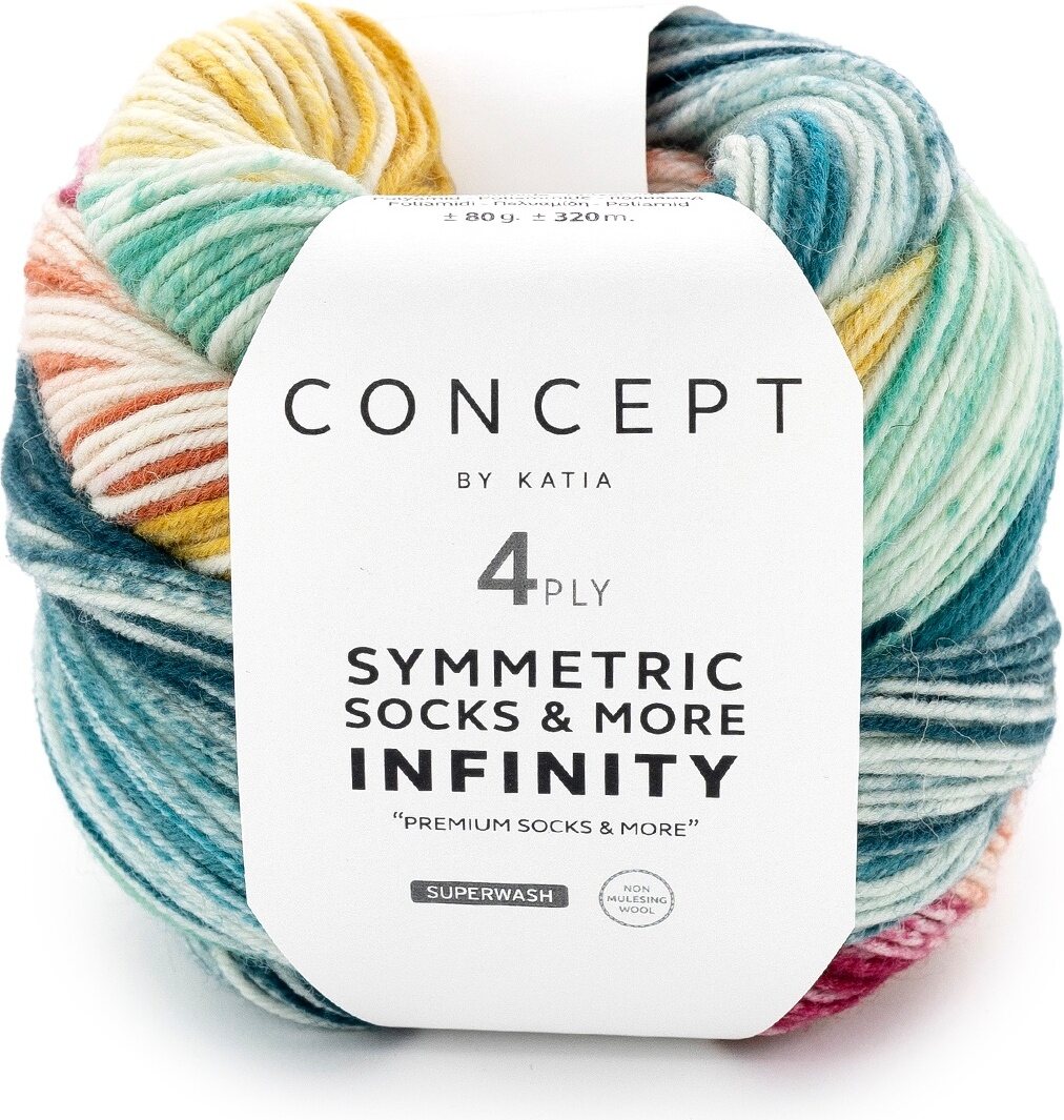 Concept by Katia Infinity Symmetric Socks & more 95 turkoosi-keltainen-ruoste