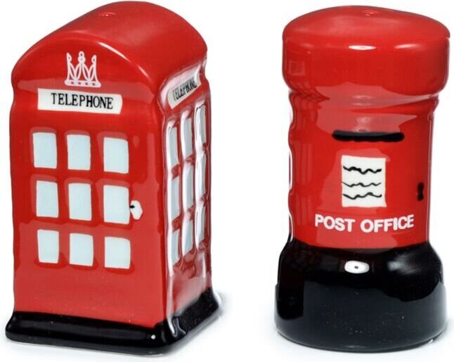 Suola- ja pippurisirottimet London, puhelinkoppi + vesiposti