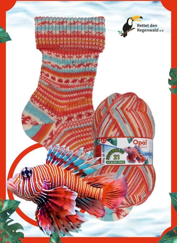 Opal Regenwald 21 6-säikeinen sukkalanka 11613 der Stöpselzieher