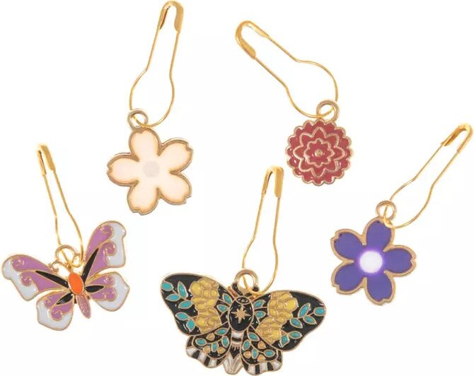 Hemline Silmukkamerkit, lajitelma Kukat ja perhoset