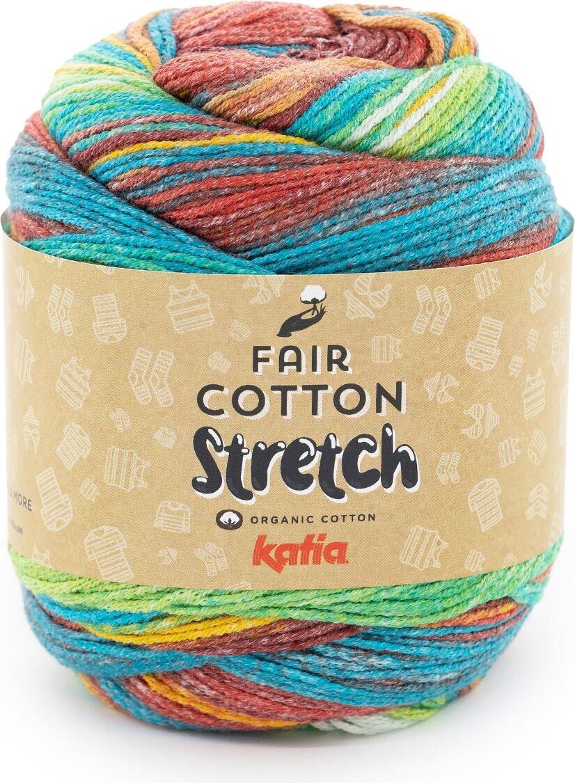 Katia Fair Cotton Stretch 104 Green-red-blue-yellow