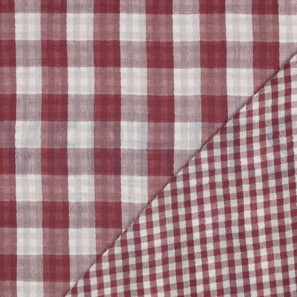 Verhees Textiles Double gauze, ruudulliset Rosewood (luonnossa vaaleampi sävy)