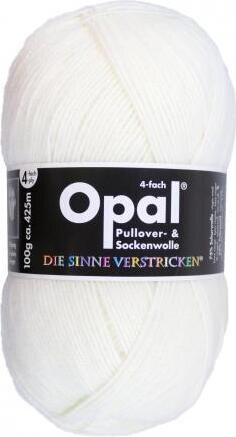 Opal 4-säikeinen sukkalanka 2620 puhtaan valkea
