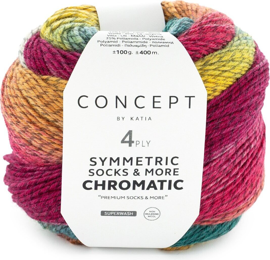 Concept by Katia Chromatic Symmetric Socks & more 205 fuchsia-green-yellow