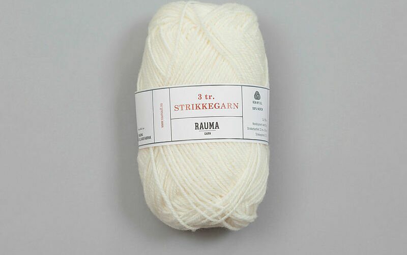 Rauma Garn 3- tr strikkegarn 100 valkoinen