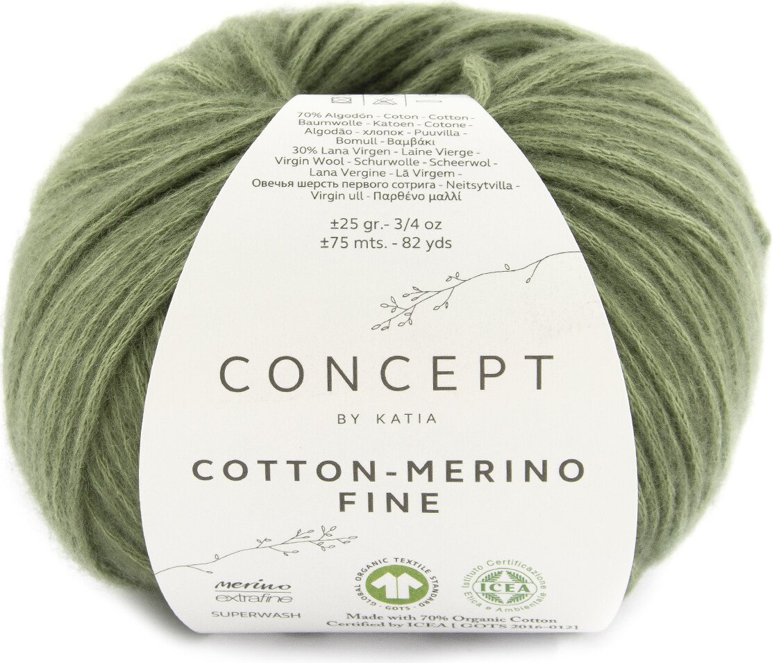 Katia Cotton-Merino Fine 092 army vihreä