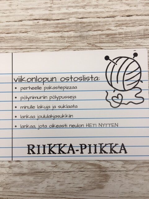 Meijän omat kortit Viikonlopun ostoslista