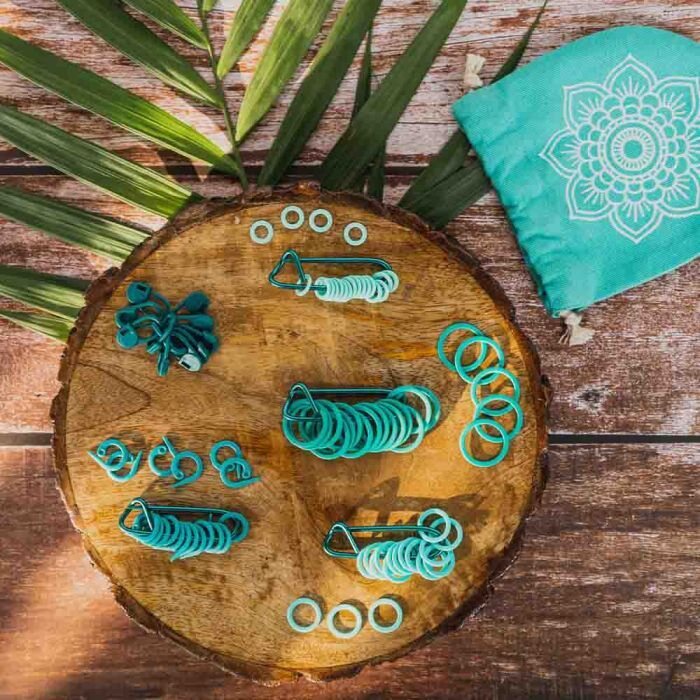 Knit Pro Mindful- sarjan silmukkamerkit Turkoosi-setti