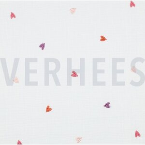 Verhees Textiles Emroidery hearts, pink/orange, pala