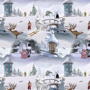 Stof Moomin, Winter Wonder white, pala 1 m