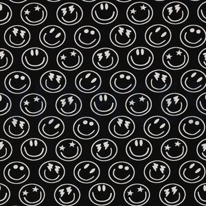 Verhees Textiles Jersey Happy faces, musta, pala 1 m